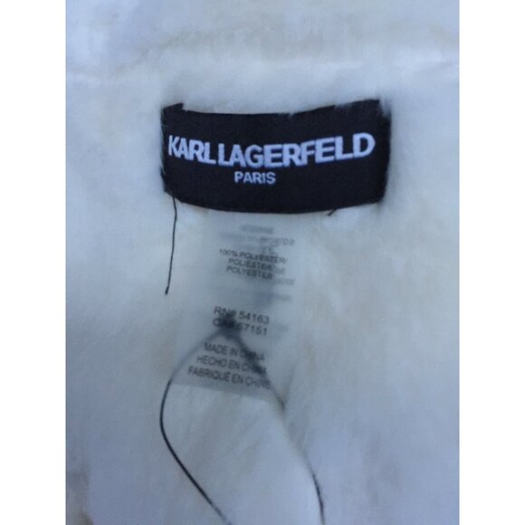 KARL LAGERFELD Paris Wome\'s White Faux Fur Scarf Pullover Lightweight New $68